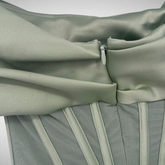 House of CB‎ Lulu Drape Satin Boned Corset Pistachio Green Midi Dress Size XS - Picture 5 of 10